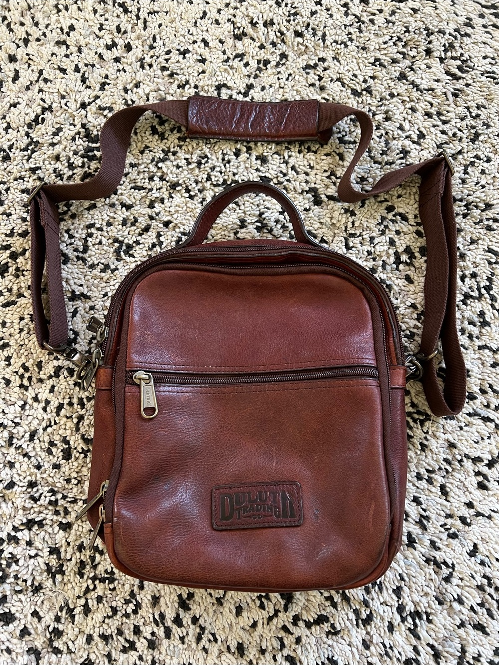 Duluth Trading Co Lifetime Brown Leather Classic Satchel Crossbody Bag Unisex